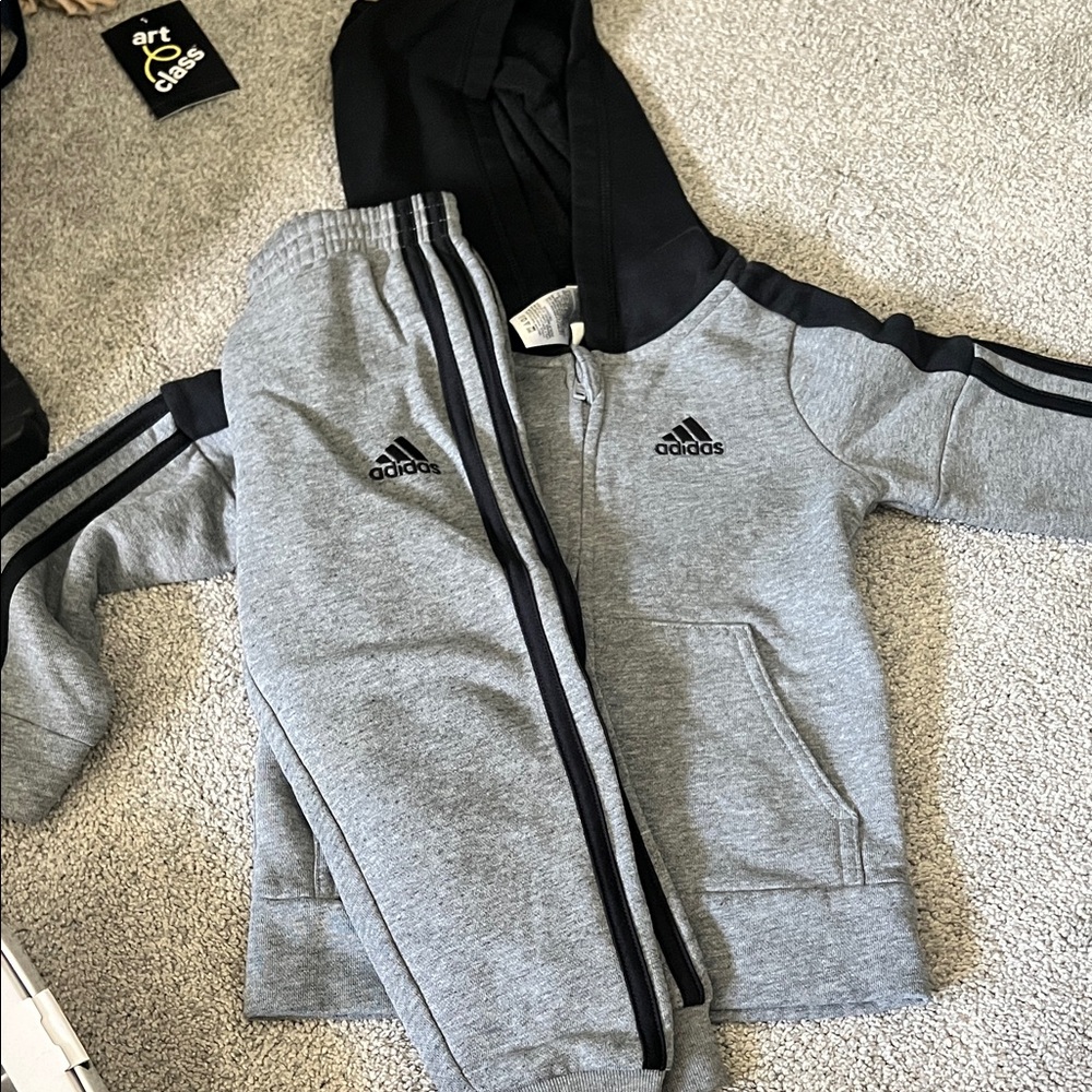 Adidas Black and Gray Kids' Tracksuit